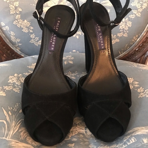 MINT! Ralph Lauren Purple Label Kabria Black Suede Heel - Picture 7 of 14
